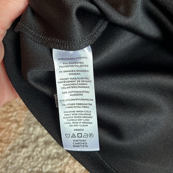 Ann Taylor blouse top lace detail short scallop sleeve black top size large - Picture 5 of 6